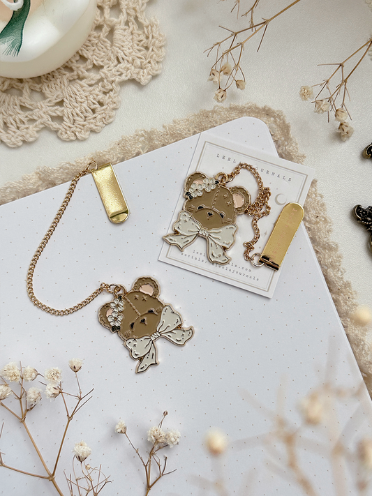 teddy bear enamel bookmark pendant