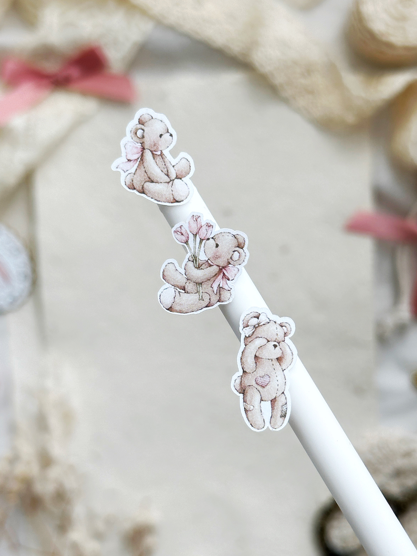 teddy bear sticker sheet - 2pc set