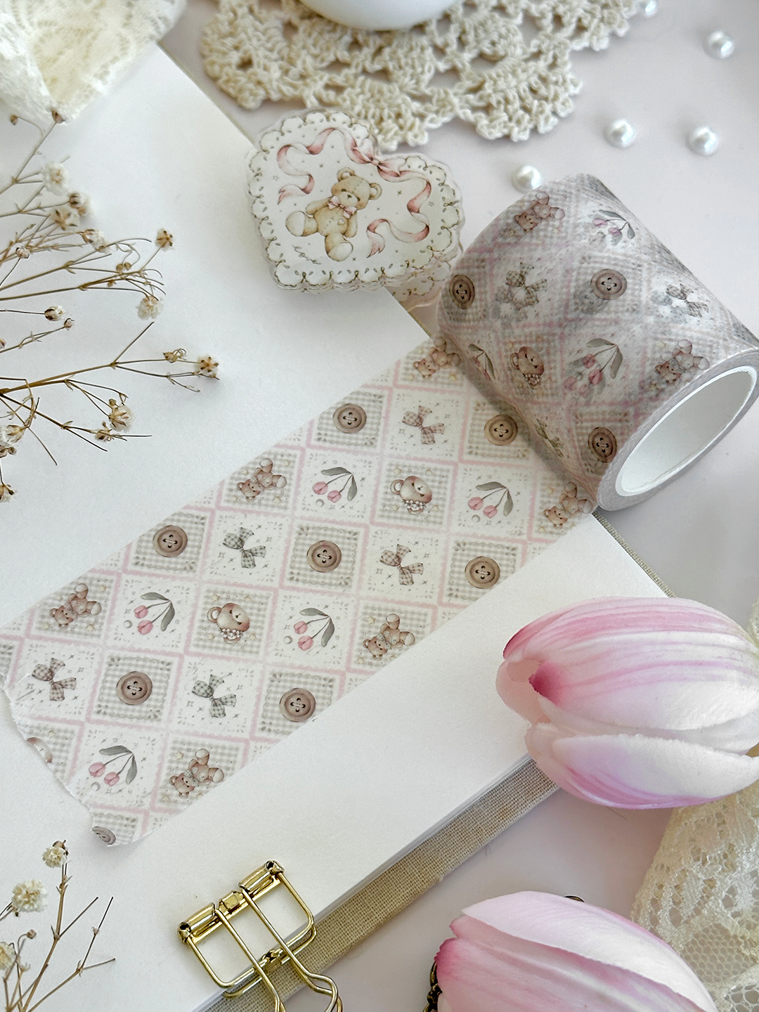 teddy bear trellis washi tape