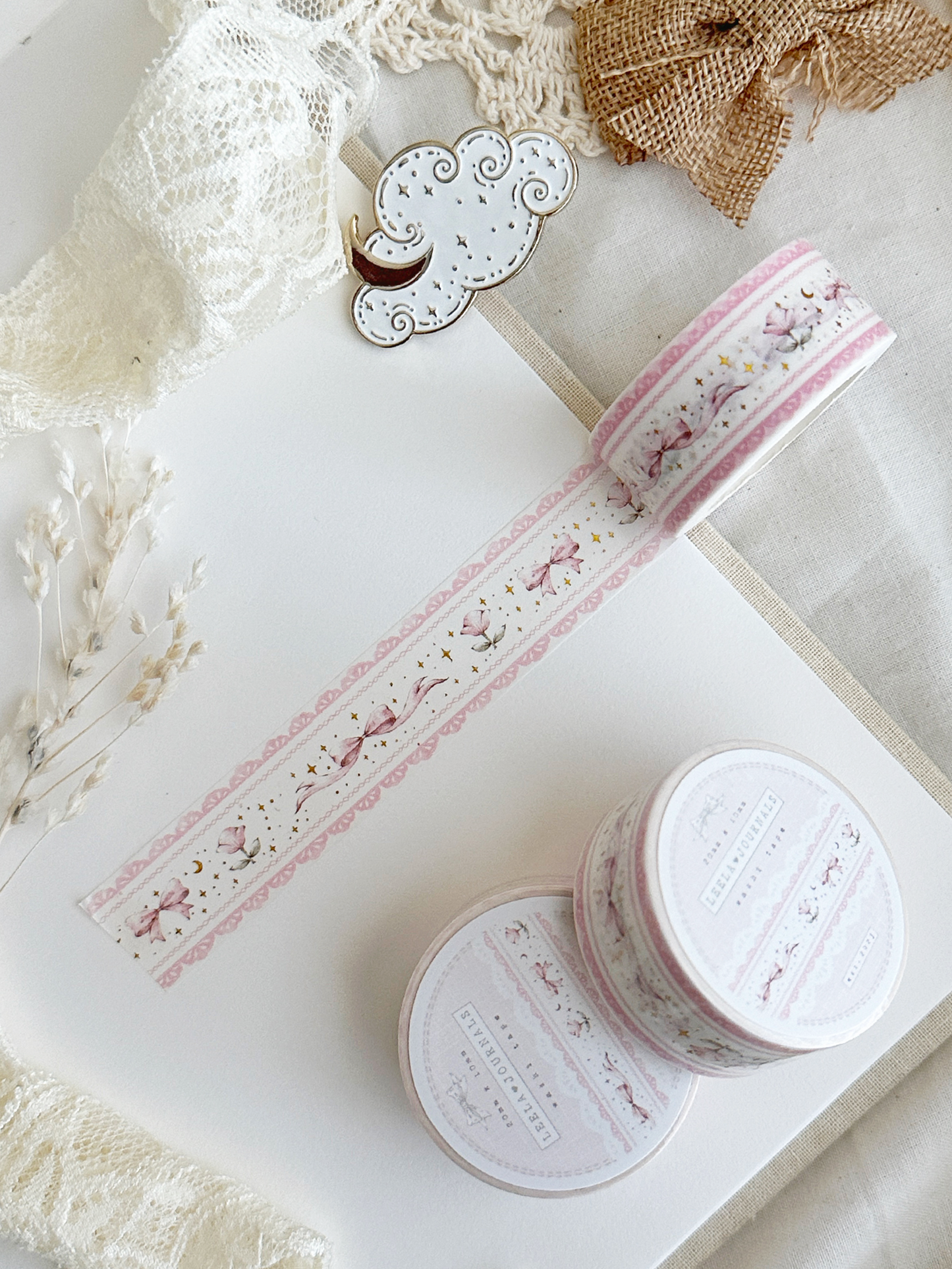 bows & tulips lace washi tape