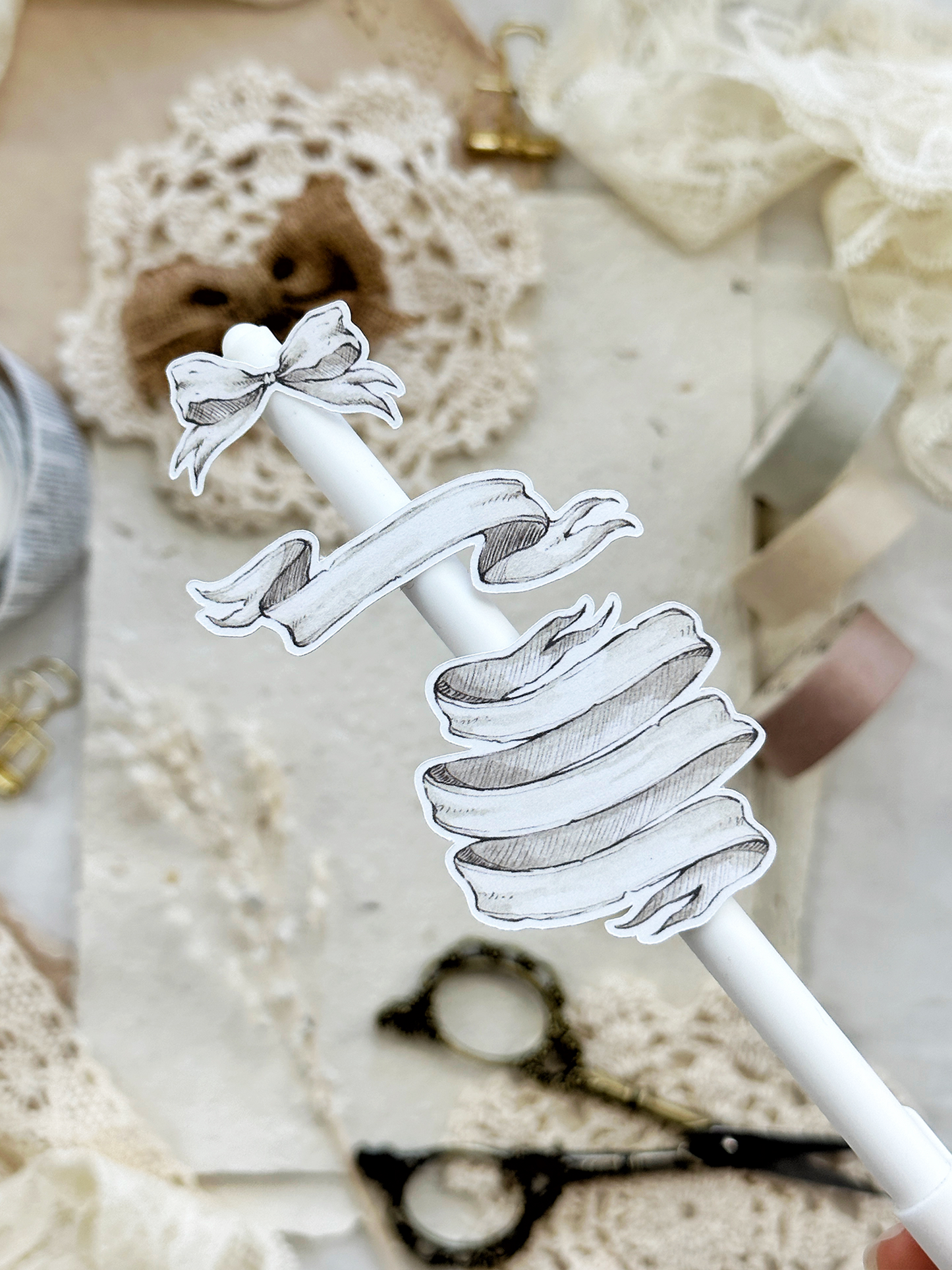 vintage ribbons sticker sheet - 1pc