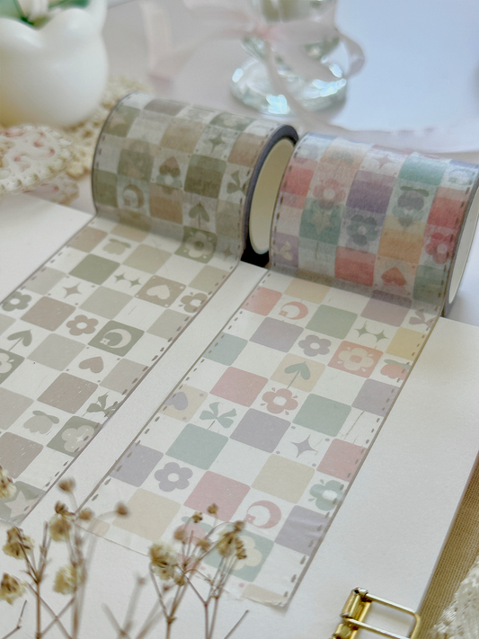 neutral & pastel whimsy checkered washi tape