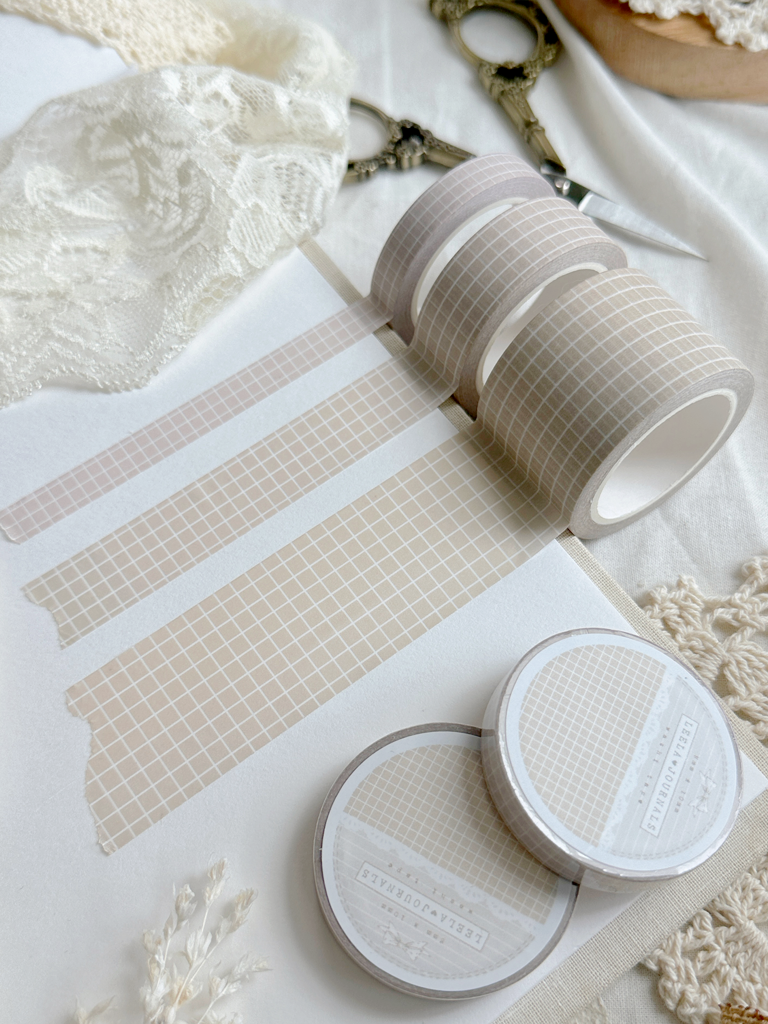 soft beige grid washi tape – Leelajournals