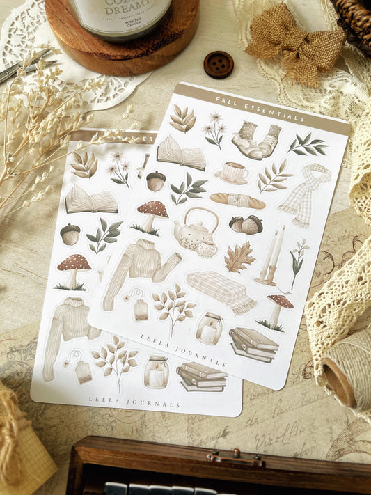fall essentials sticker sheet - 1pc