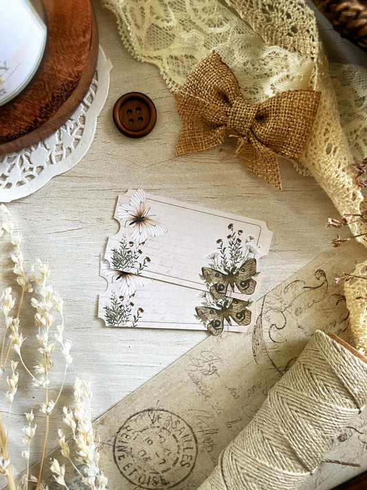 butterfly tag sticker flake 3x1.5