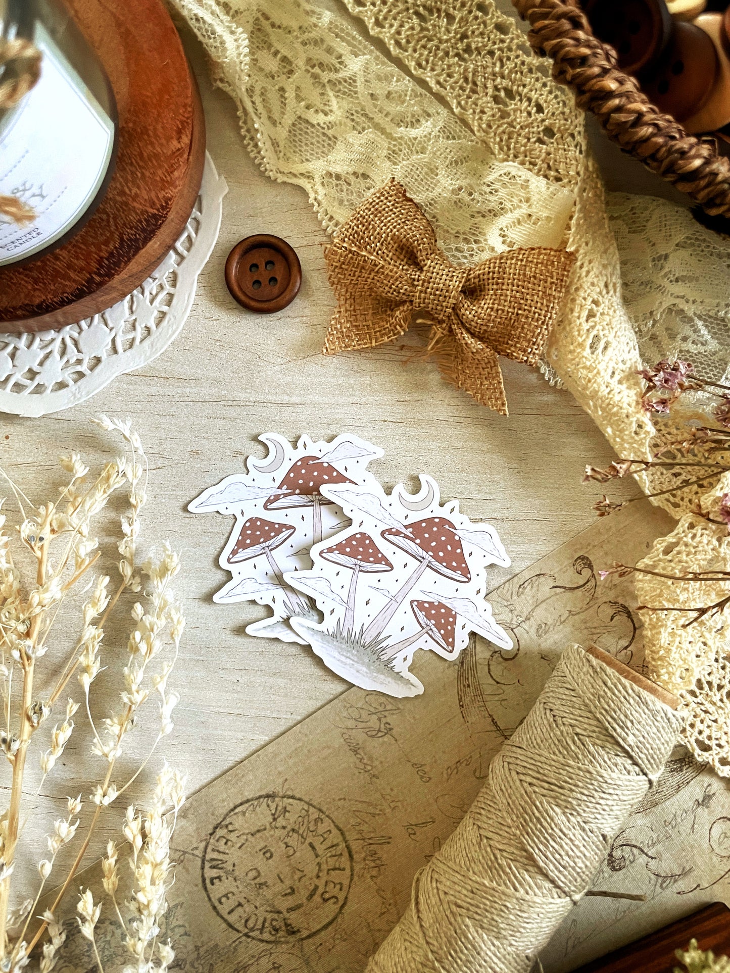 *retiring* celestial mushroom sticker flake 2.5x2.5