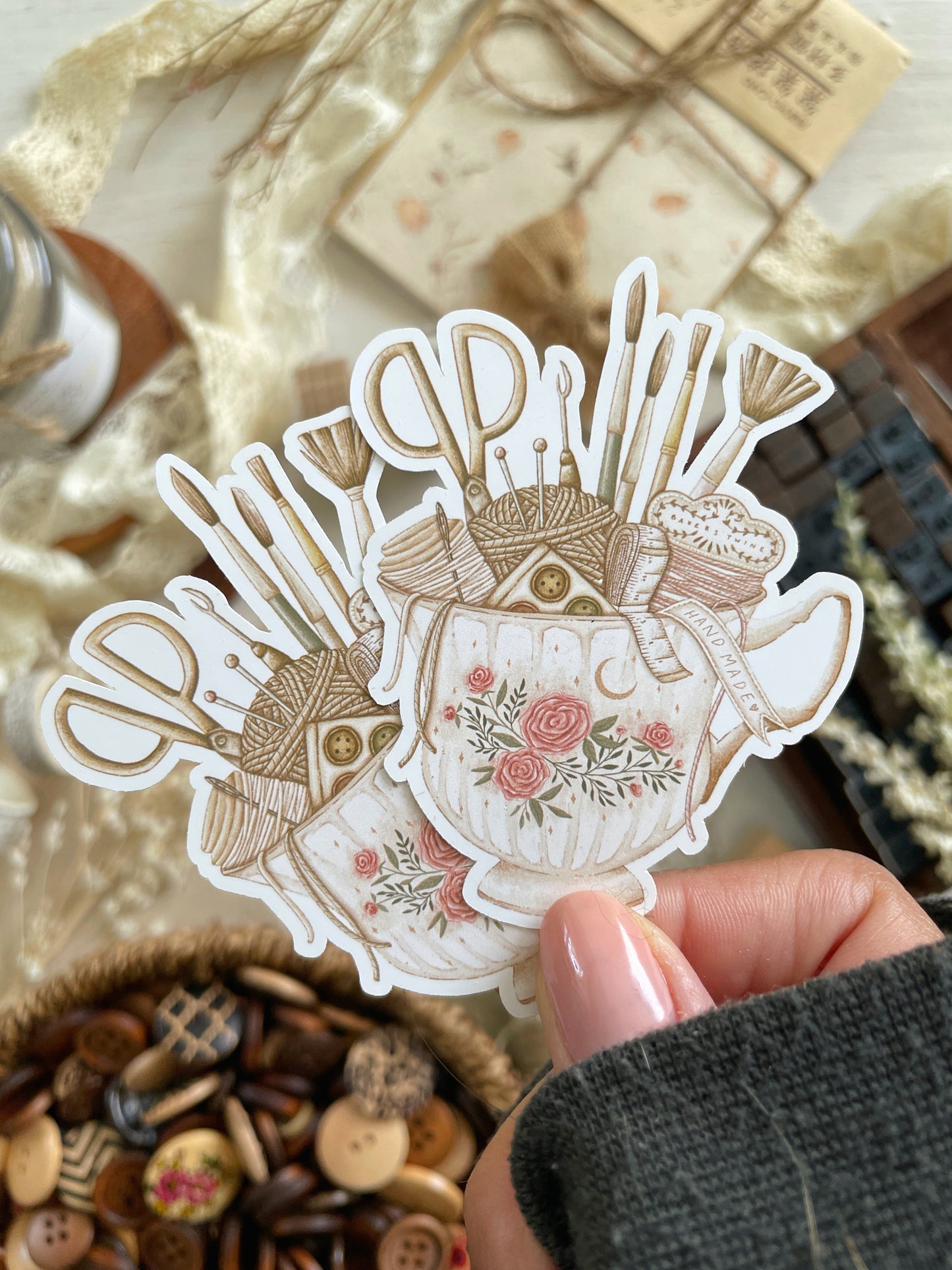 teacup craft supplies sticker flake 3x2