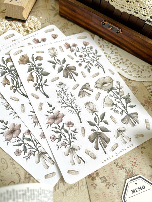vintage flowers sticker sheet - 1pc