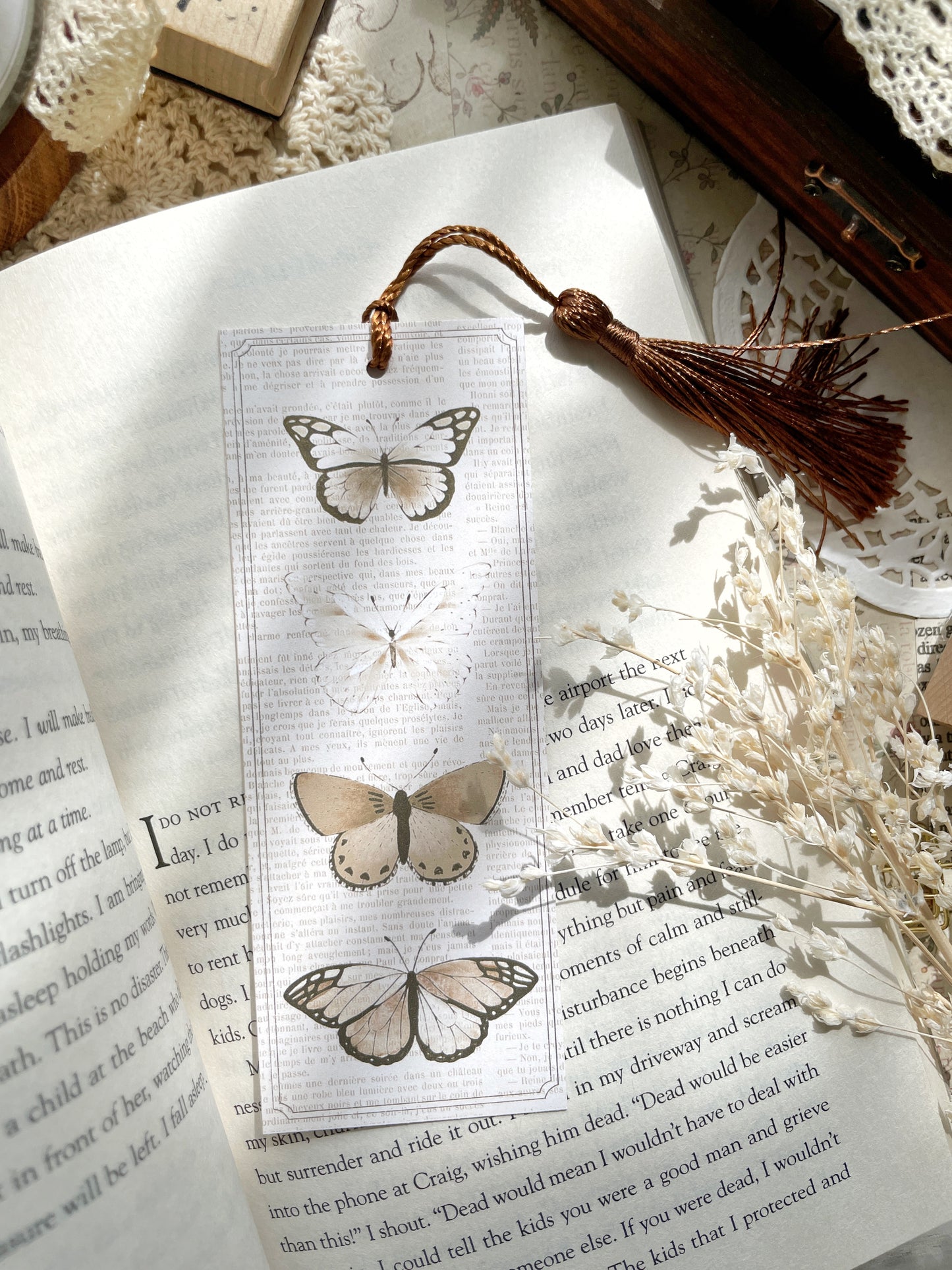 vintage butterfly bookmark