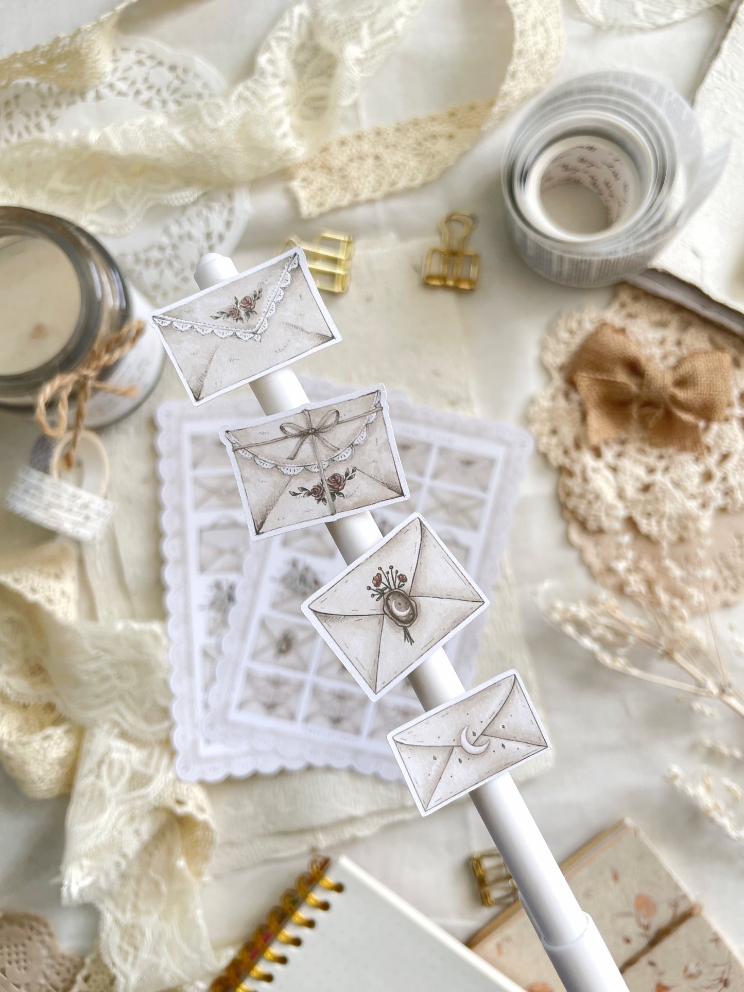 raining roses & letters sticker sheet - 2pc set