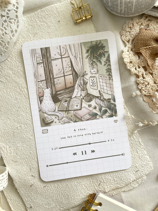 lo-fi desk kitty art print 4x6