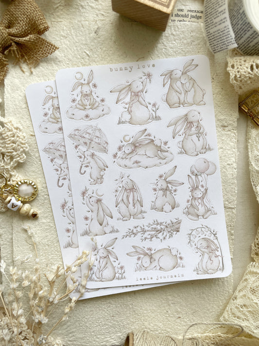 bunny love (mini or large) sticker sheet