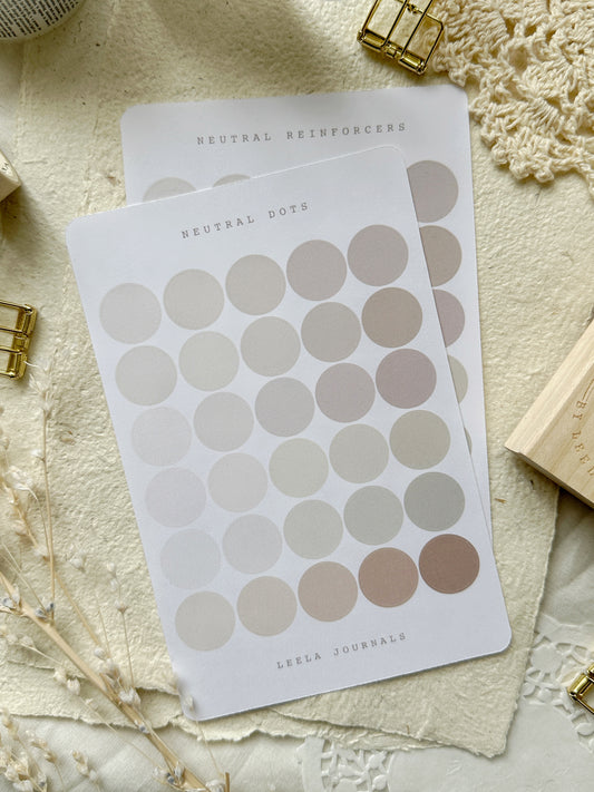 neutral dots & reinforcers sticker sheet