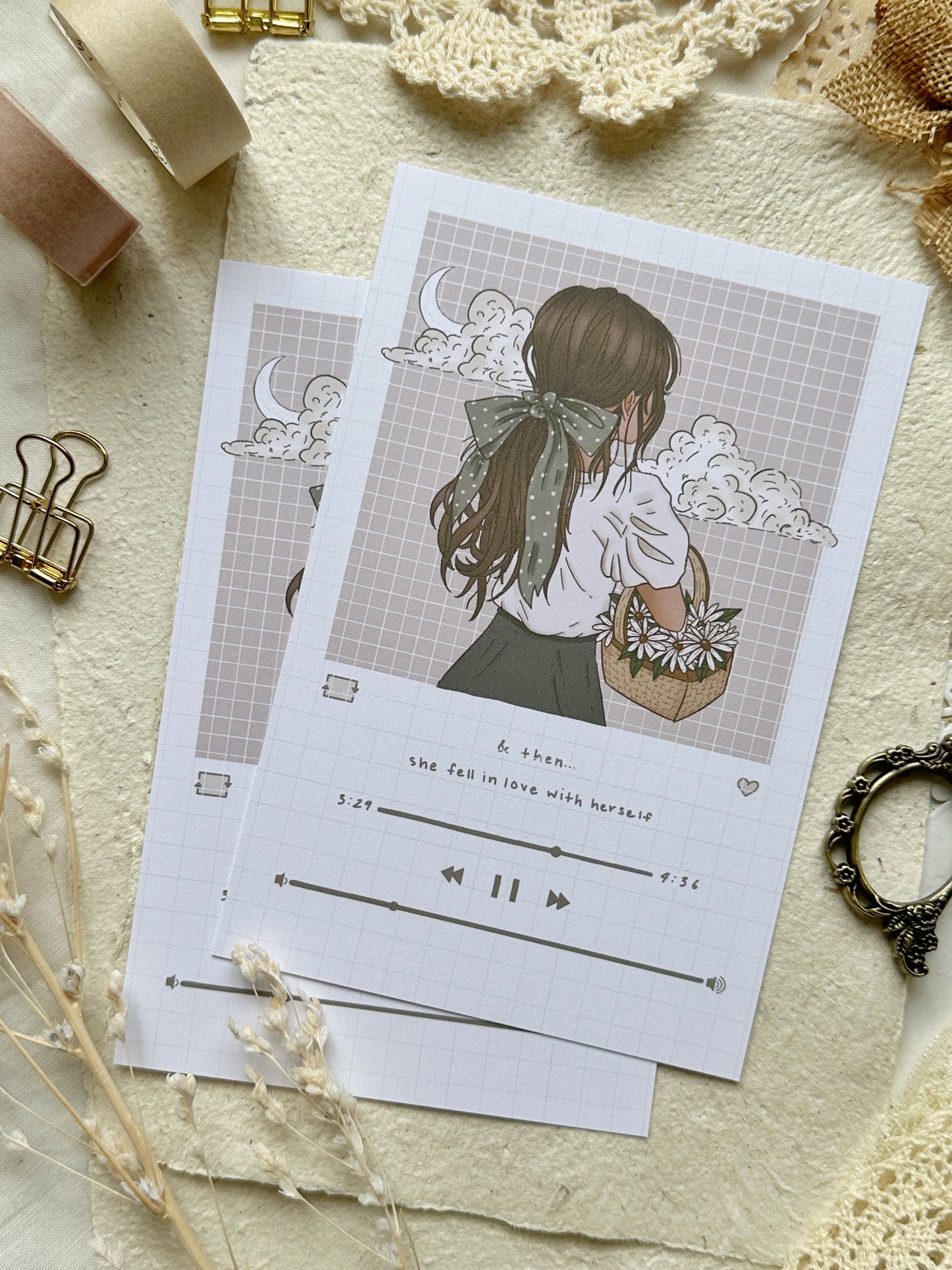 girl with daisies art print 4x6