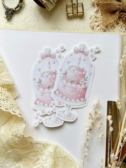 whimsical dome cake sticker flake 3.5x1.75