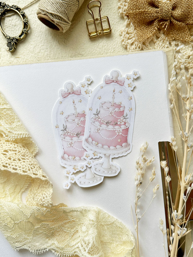 whimsical dome cake sticker flake 3.5x1.75