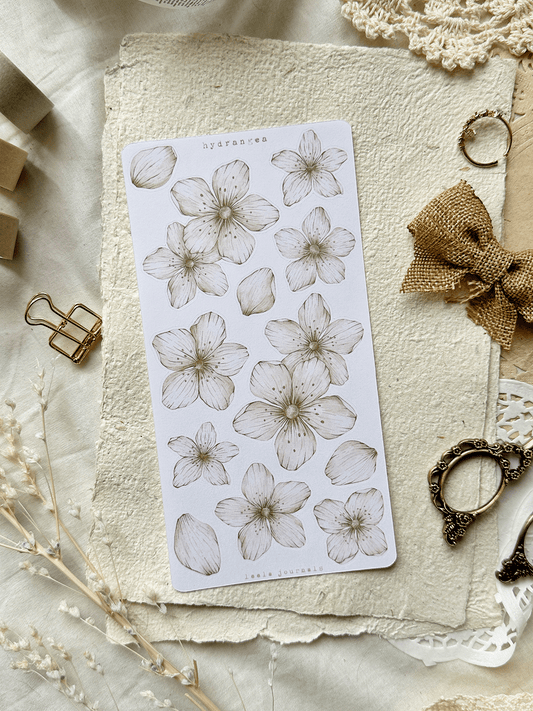 hydrangea florals sticker sheet - 1pc