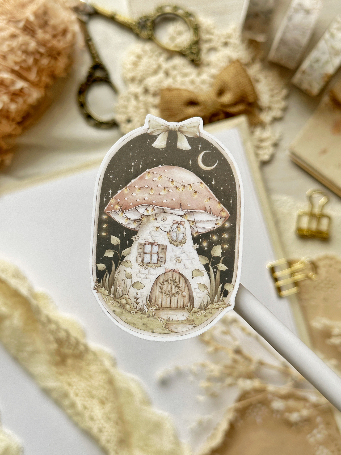 mushroom night & day sticker flake 2x2.75