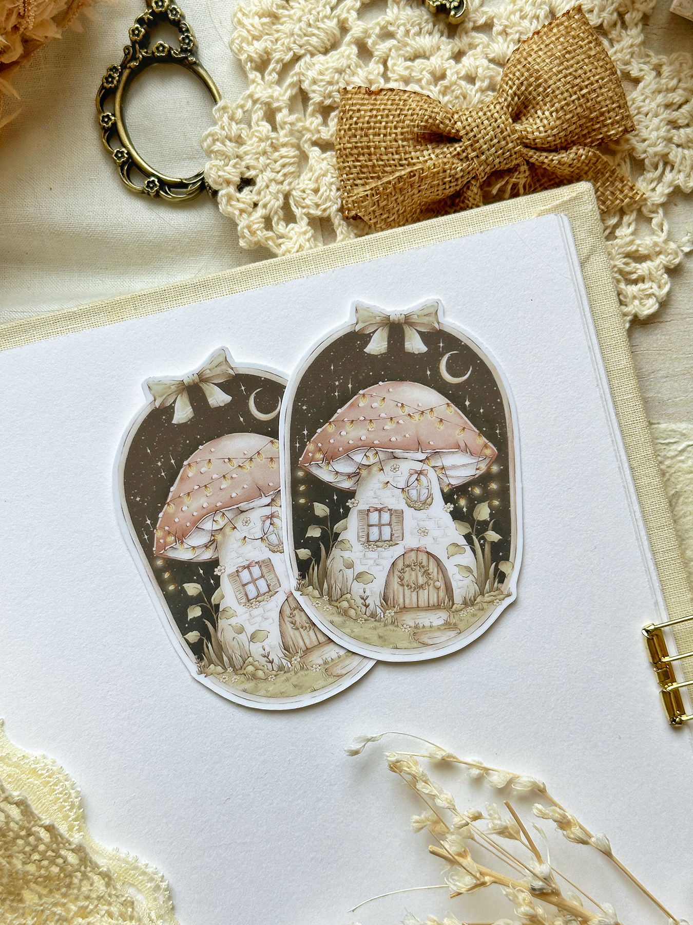 mushroom night & day sticker flake 2x2.75