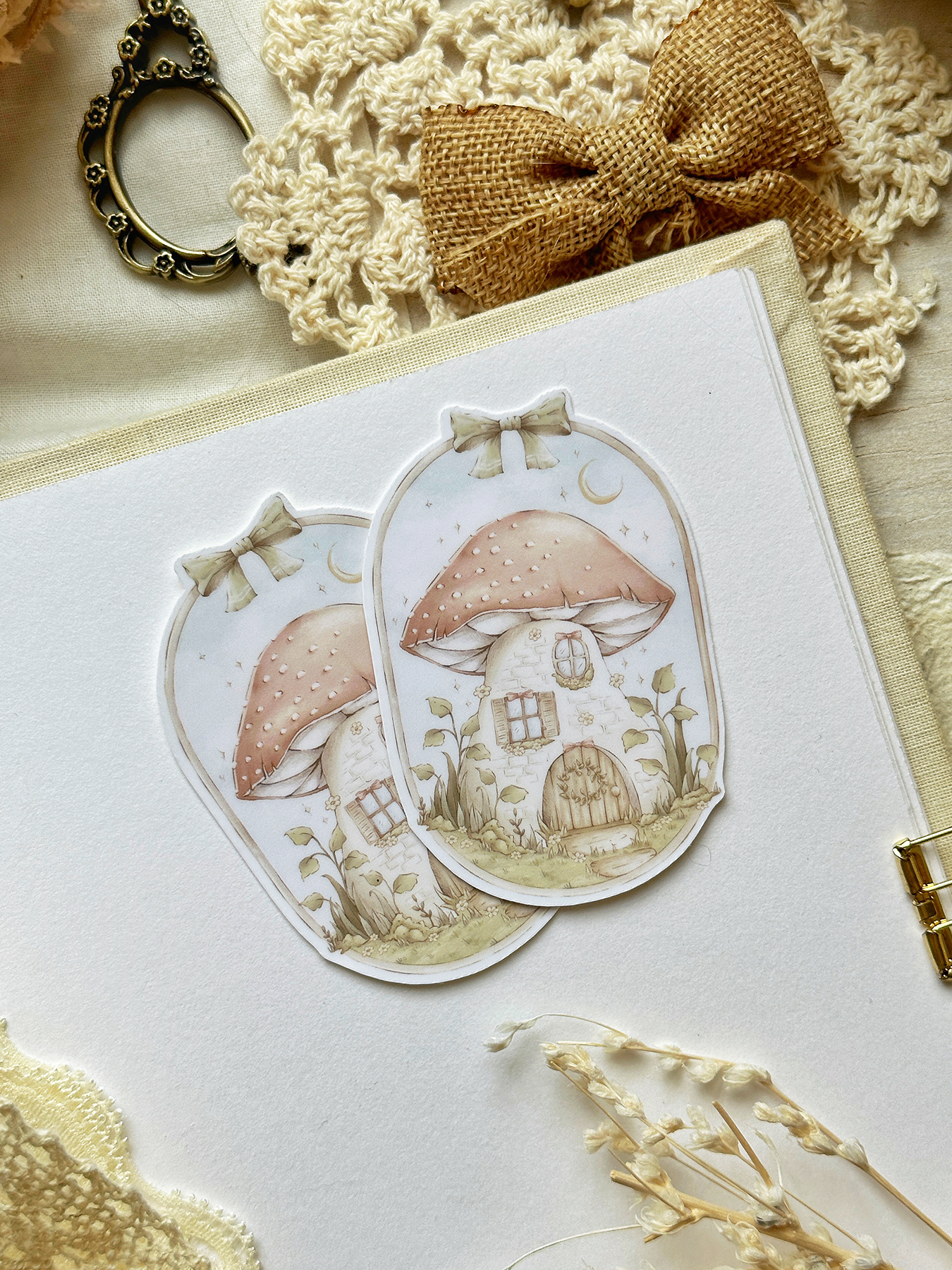 mushroom night & day sticker flake 2x2.75