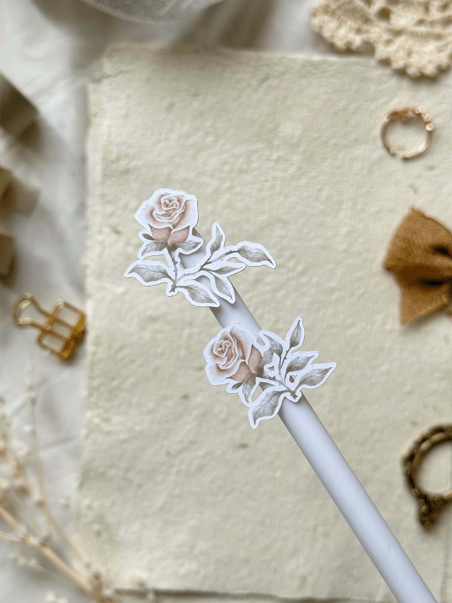 red rose floral sticker sheet - 1pc