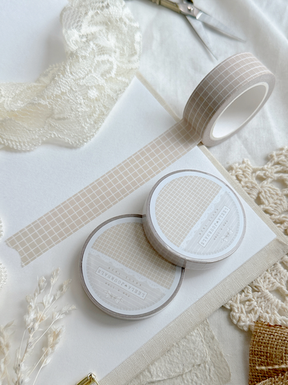 soft neutral beige grid washi tape