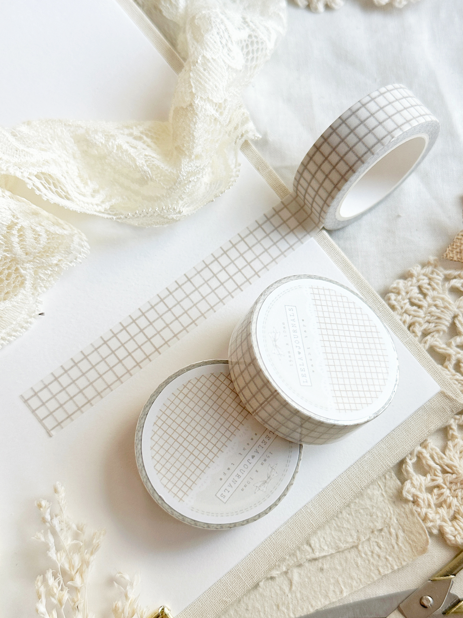 soft beige grid washi tape – Leelajournals