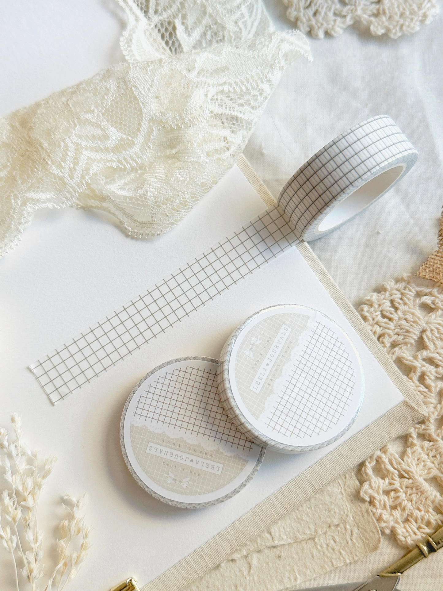 white brown grid washi tape