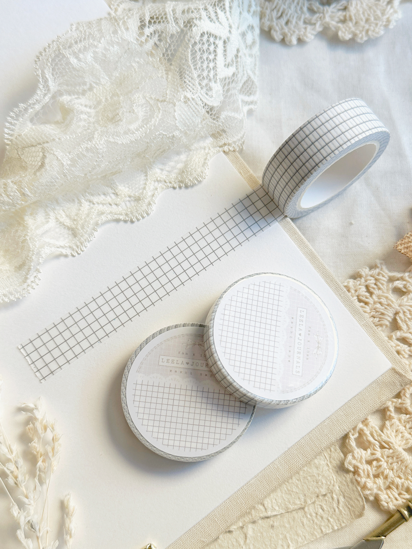 white light gray grid washi tape