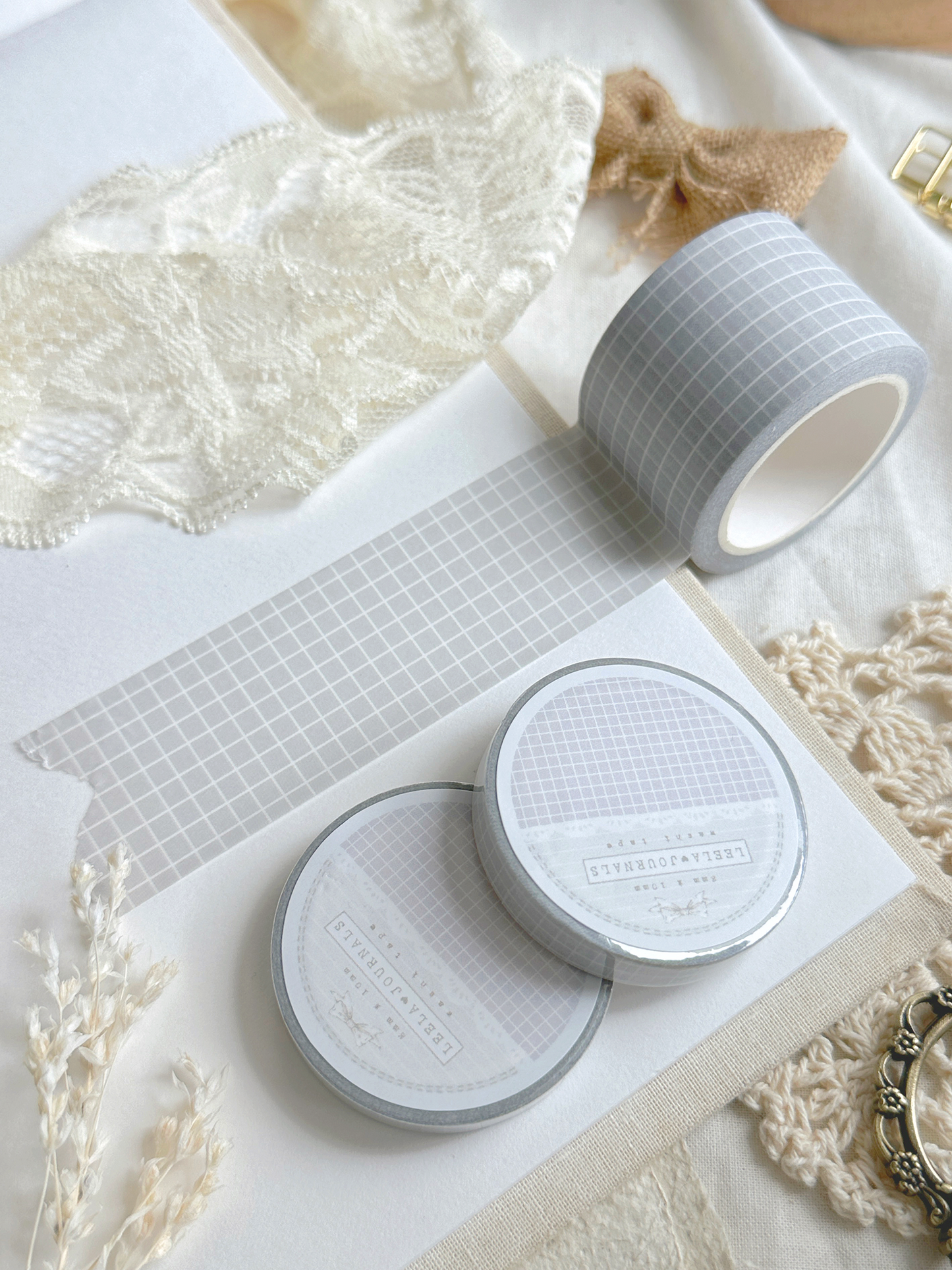 pale grayish blue grid washi tape