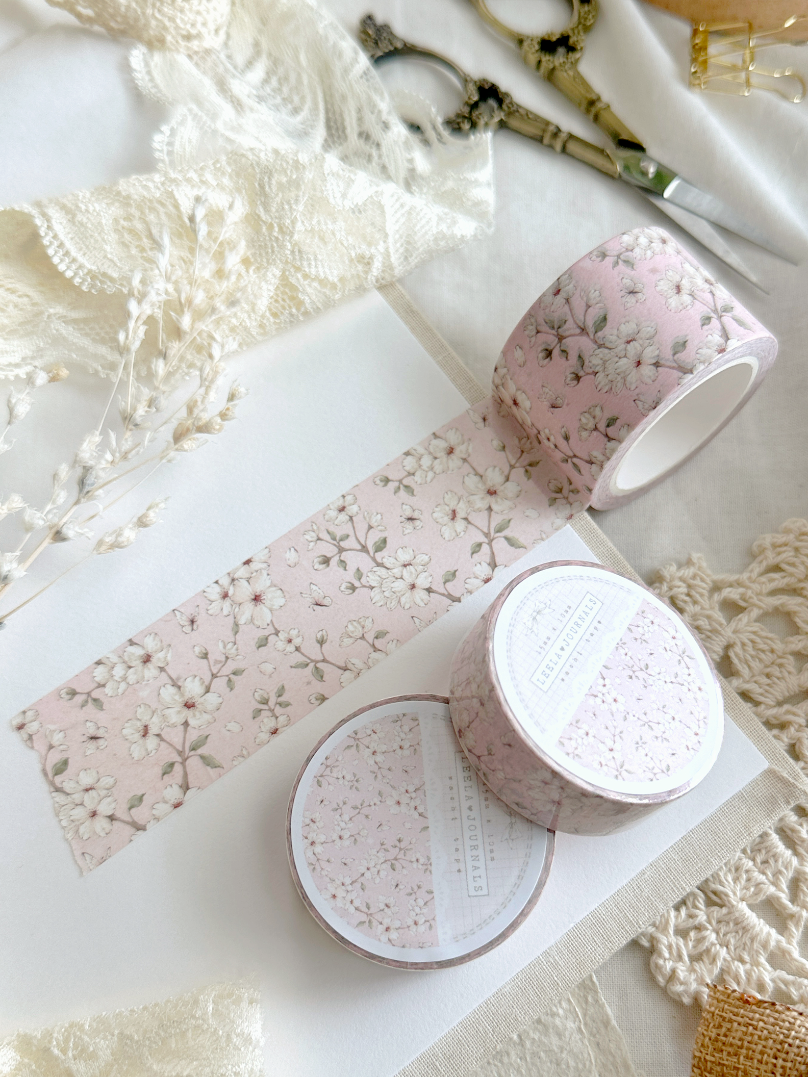 Paper & Quartz Pink Floral Decorative Washi Tape