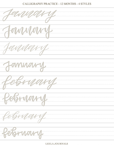 x11 calligraphy hand lettering practice sheets  | digital download