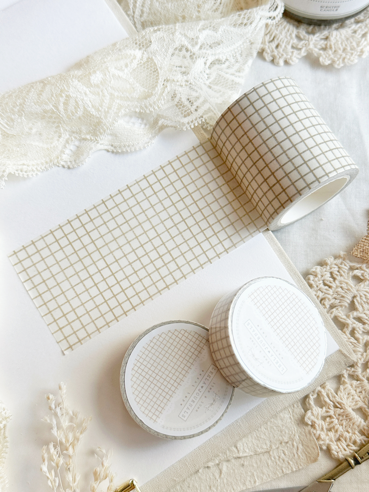 creamy beige grid washi tape