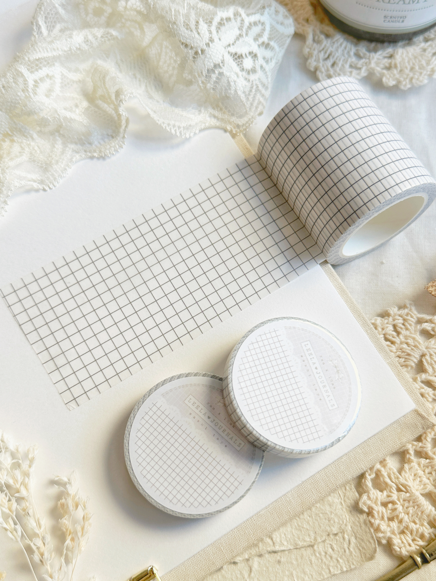 white light gray grid washi tape