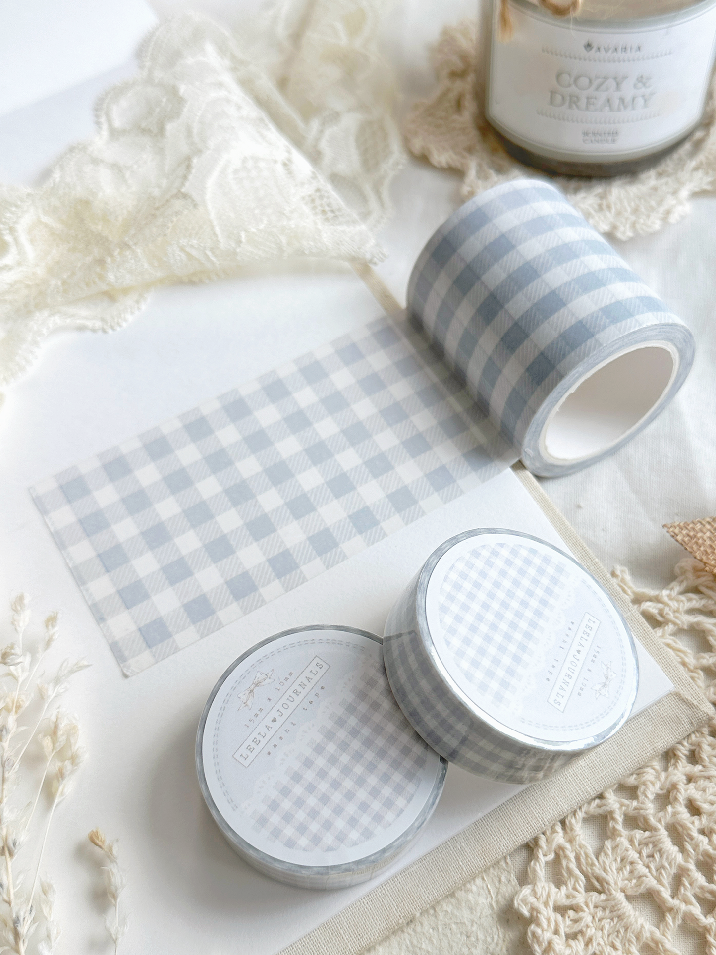 pastel blue plaid washi tape