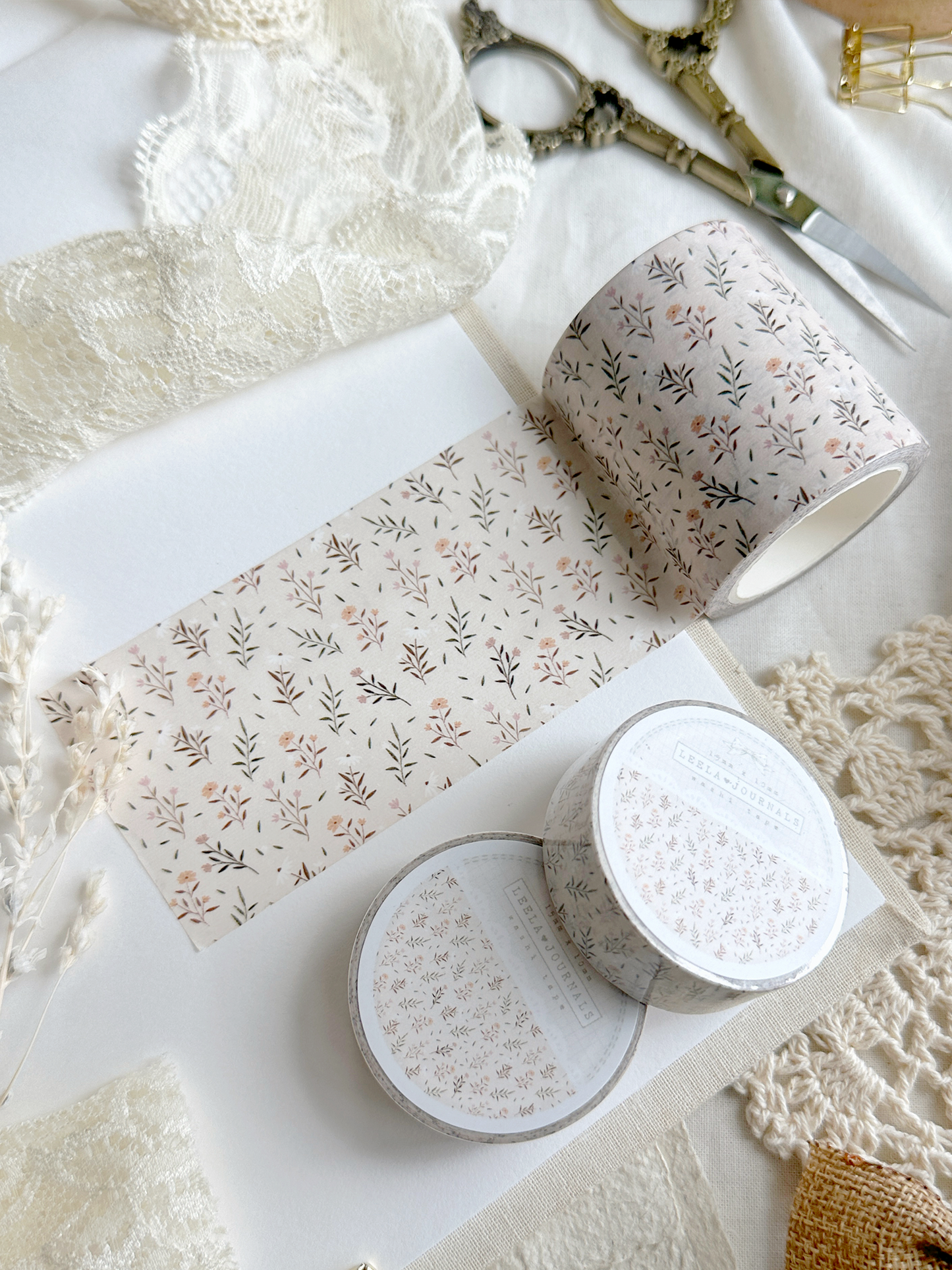 pale pink floral wide washi tape