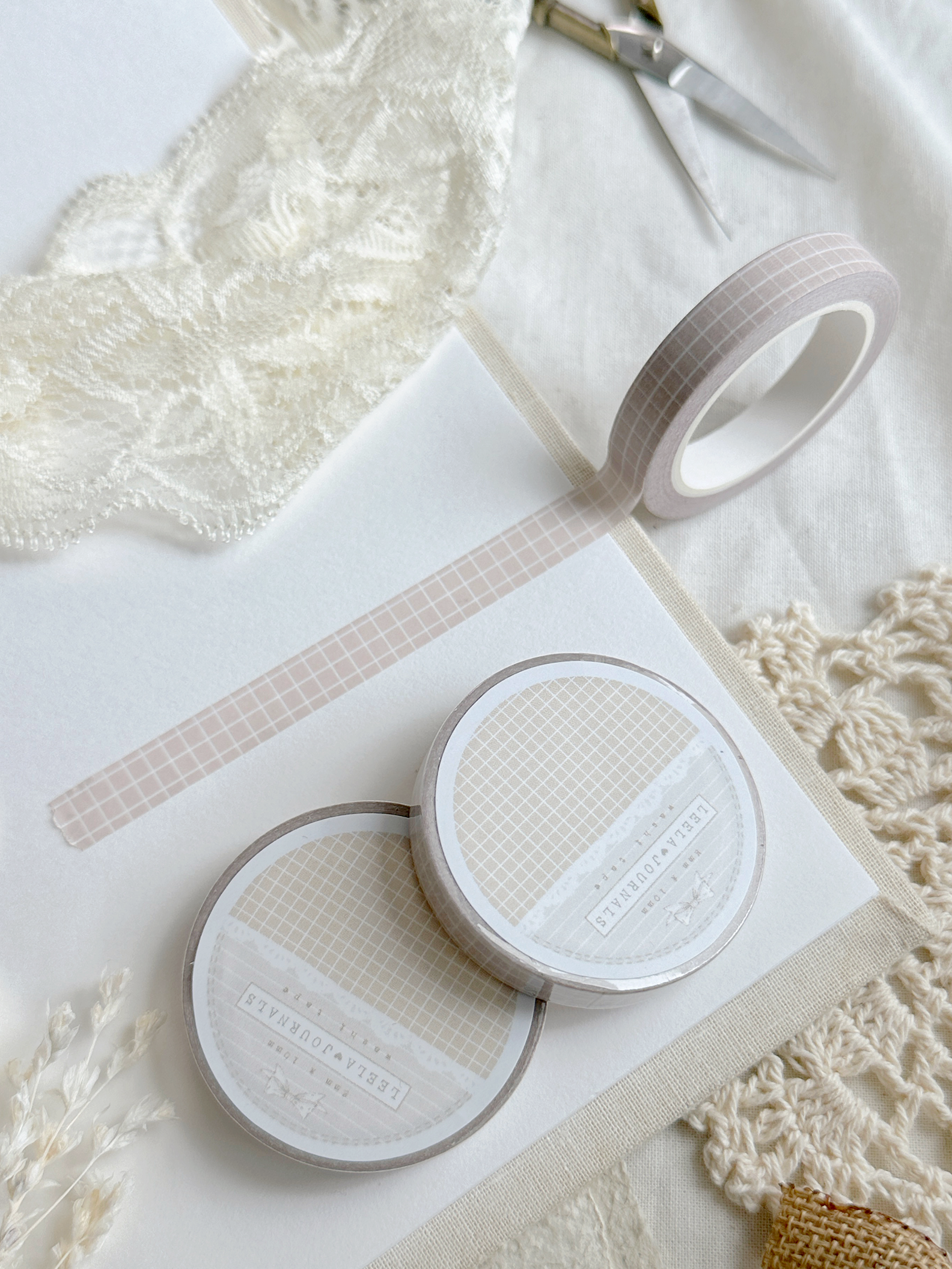 soft beige grid washi tape – Leelajournals