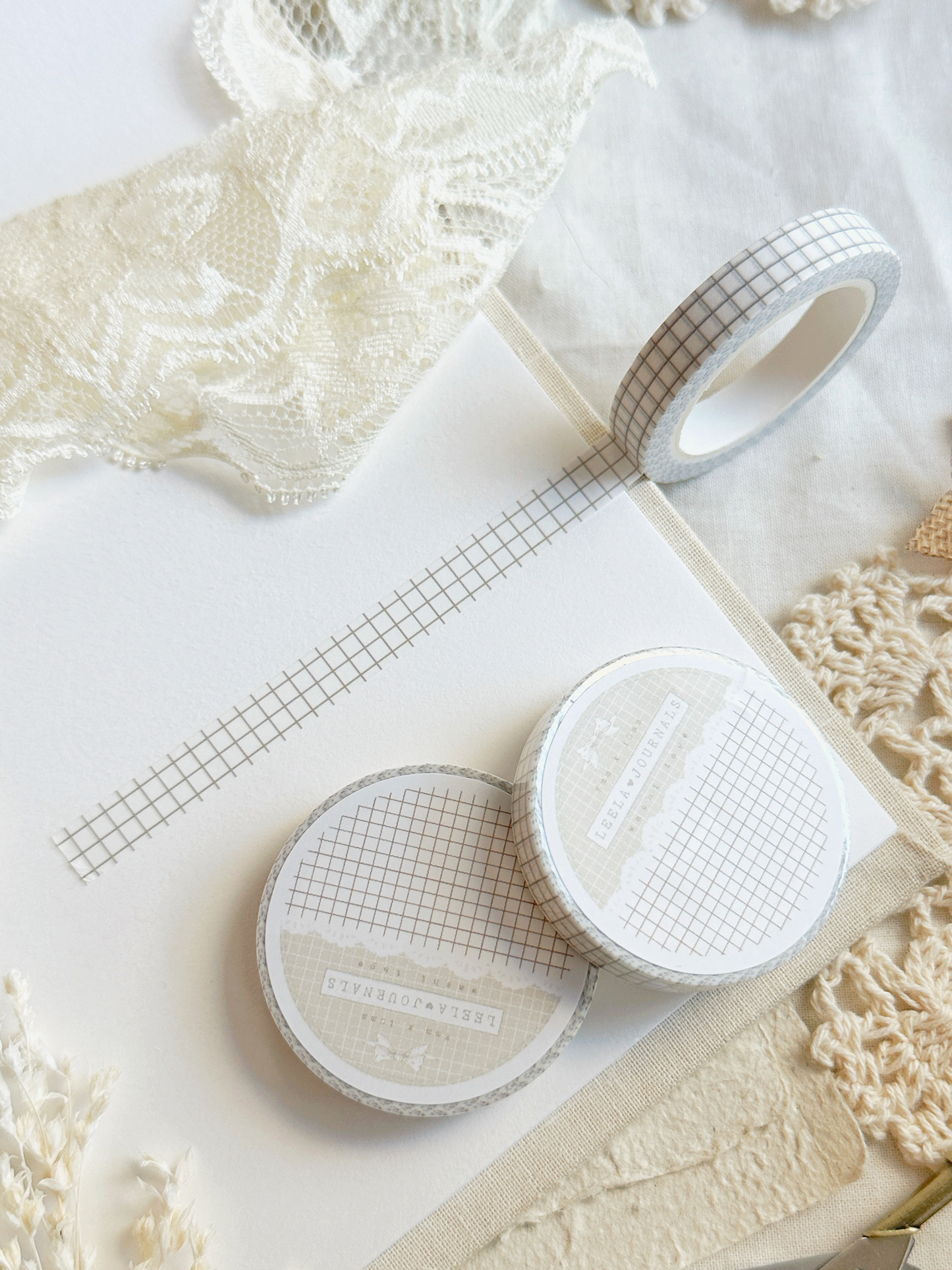 white brown grid washi tape