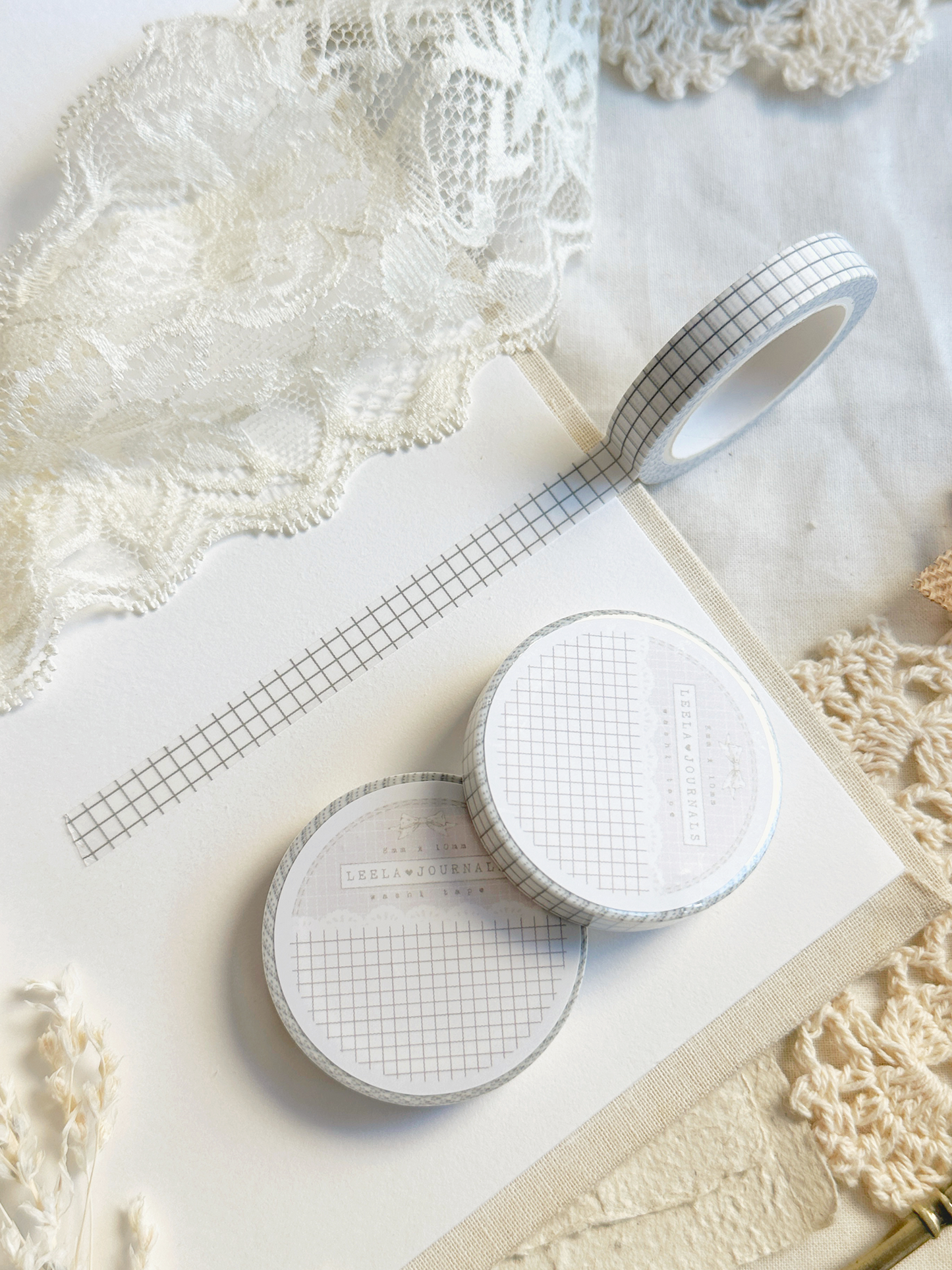 white light gray grid washi tape