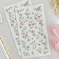 pink & peach roses sticker sheet - 2pc set
