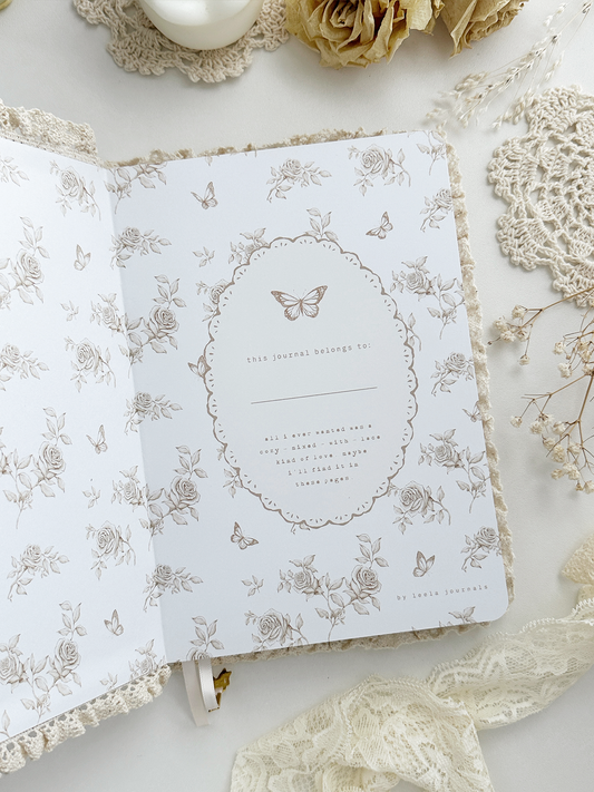 160 gsm | A5 | pink sweater lace notebook (dotted)