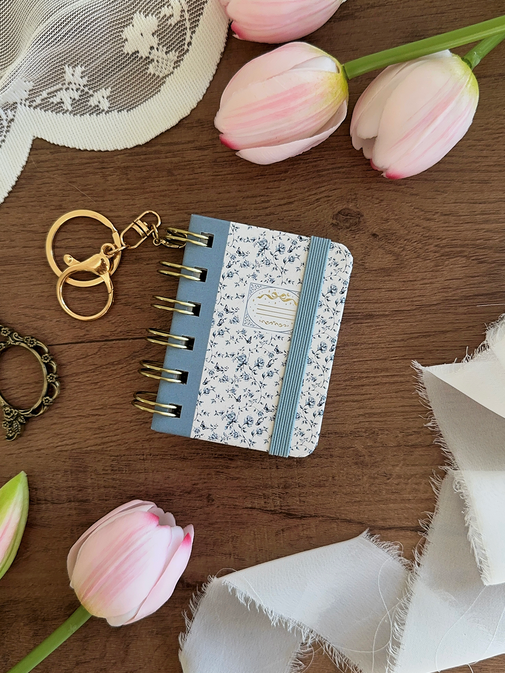 blue rose toile composition baby notebook