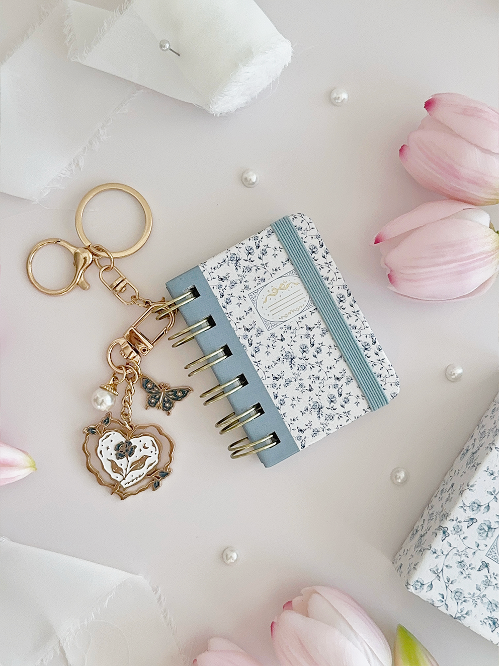 blue rose toile composition baby notebook