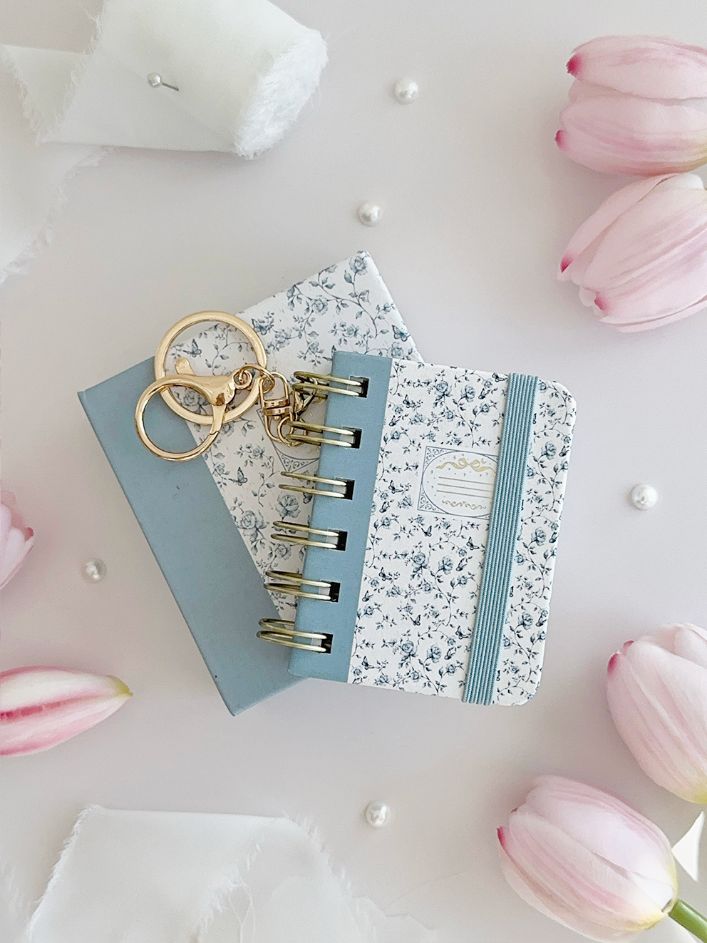 blue rose toile composition baby notebook