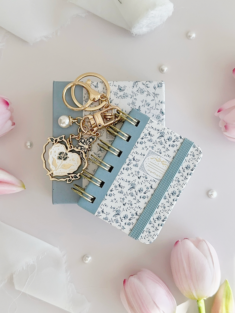 blue rose toile composition baby notebook