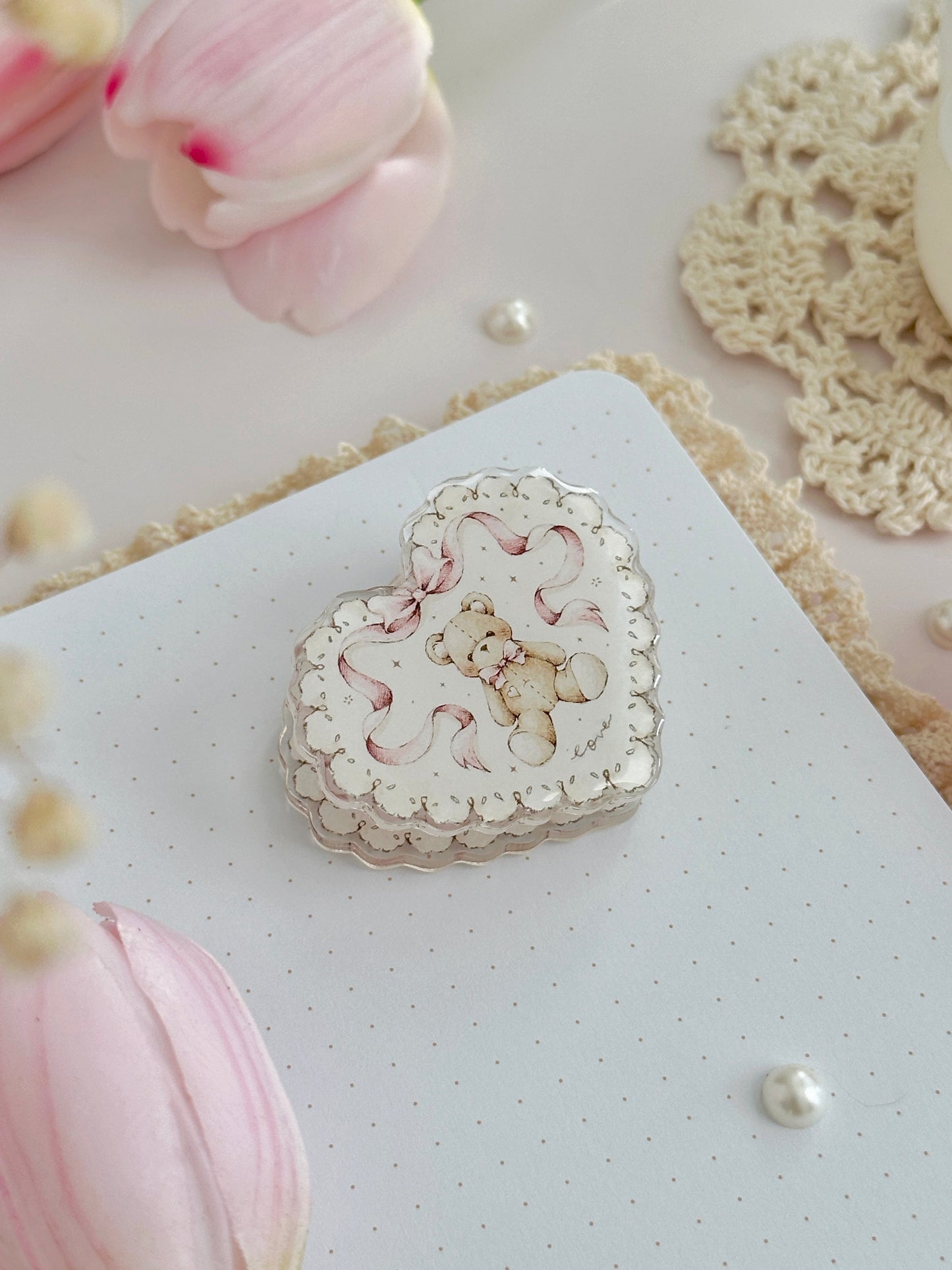 teddy bear acrylic clip