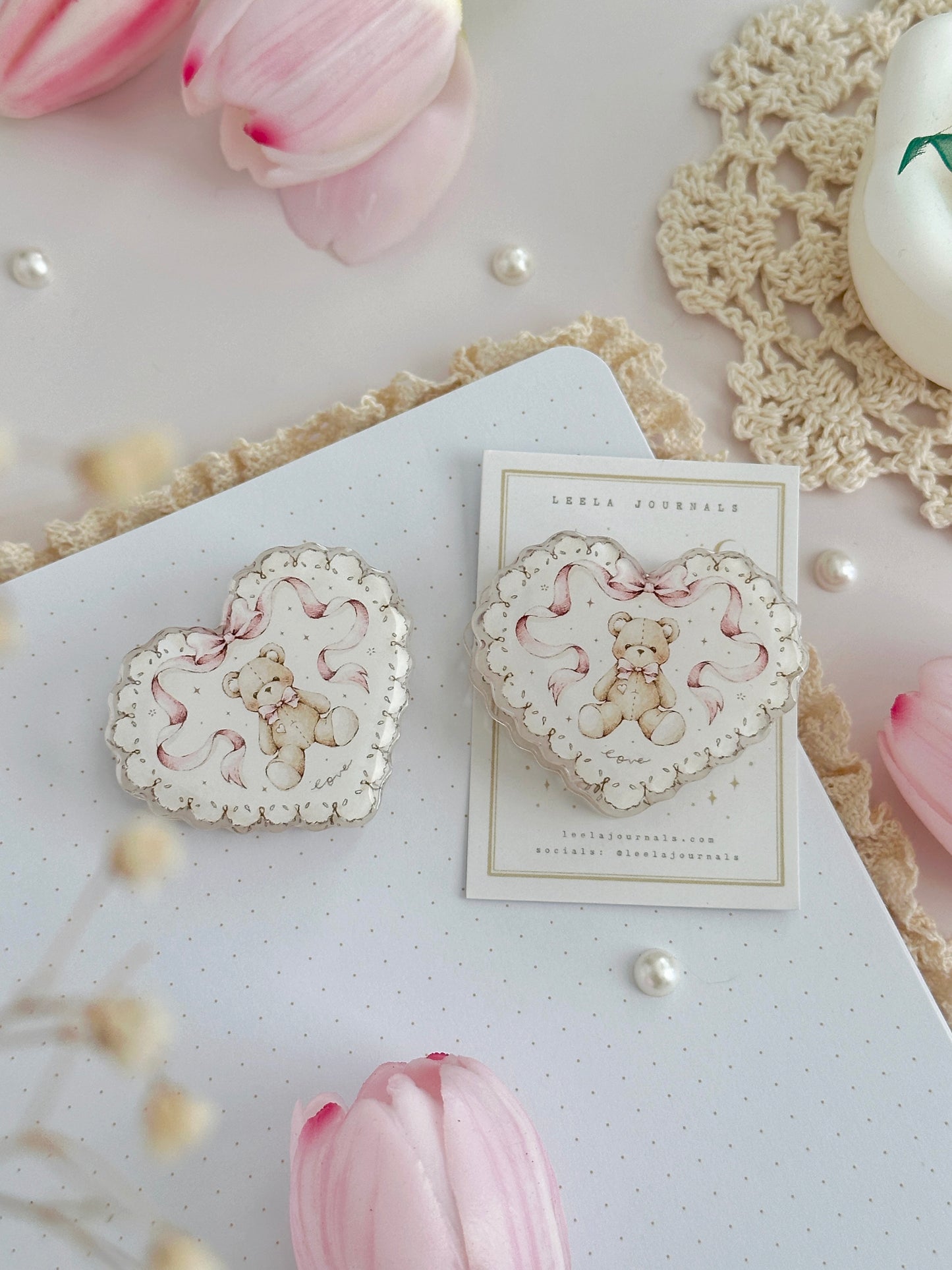 teddy bear acrylic clip