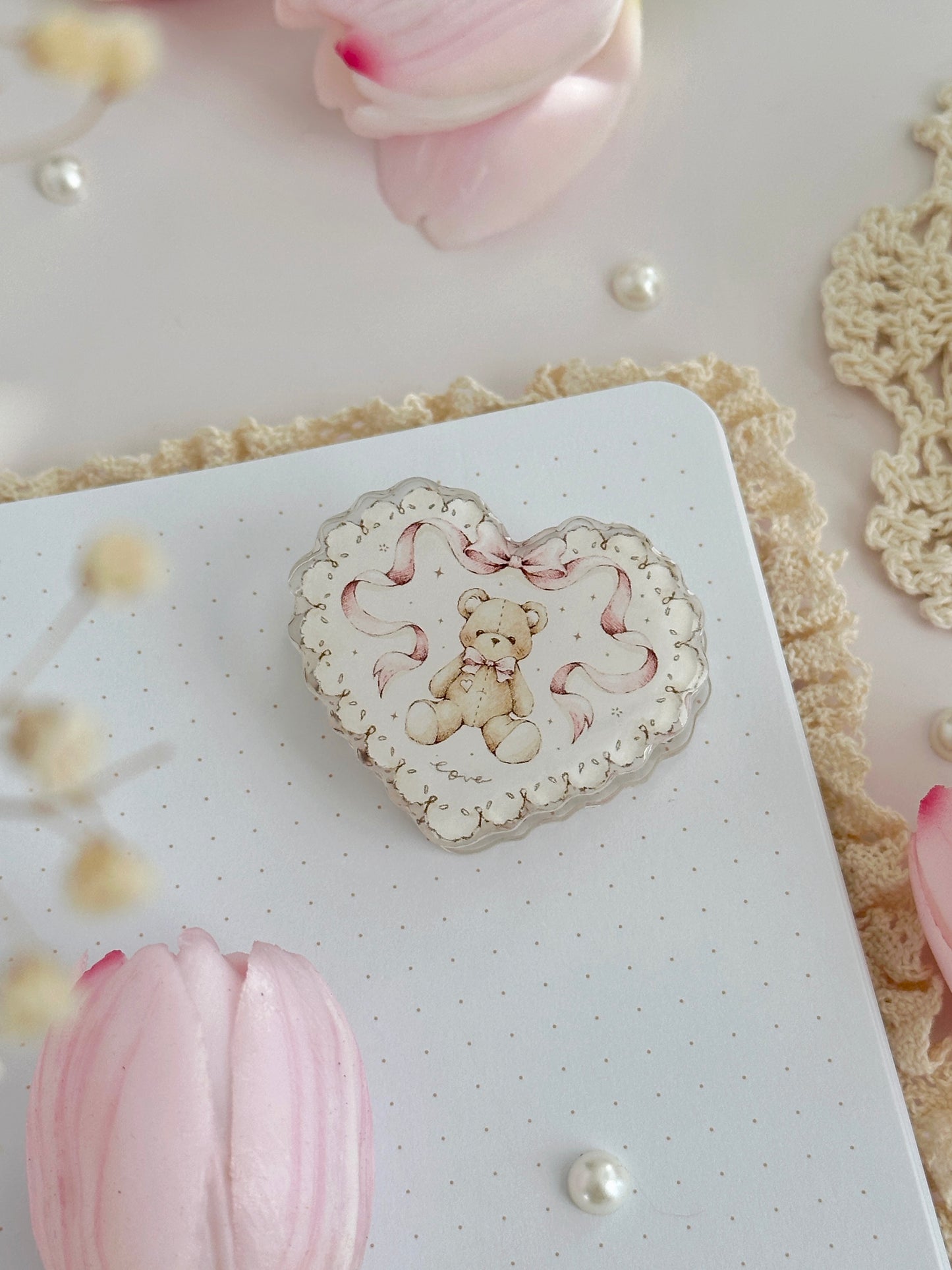 teddy bear acrylic clip