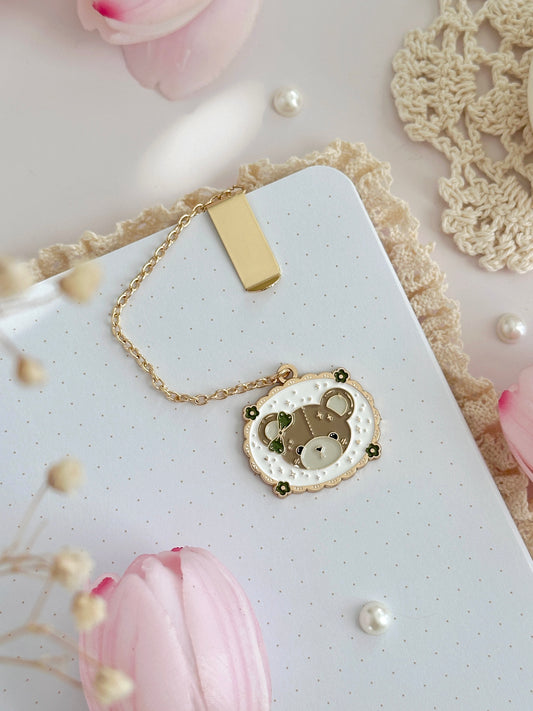 framed bear enamel bookmark pendant