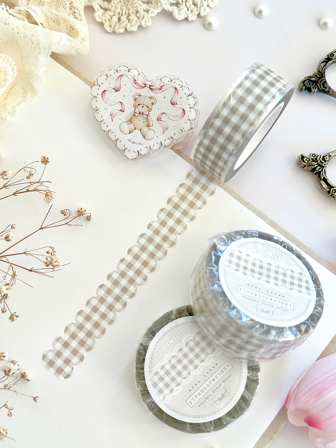 scalloped plaid die cut washi tape